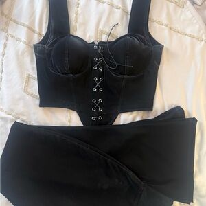 Black Corset Top and Skirt Set